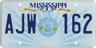 MS license plate AJW162