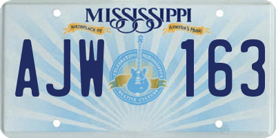 MS license plate AJW163