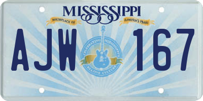 MS license plate AJW167
