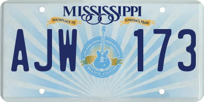 MS license plate AJW173