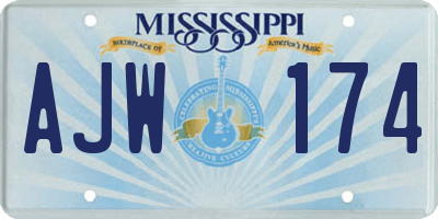 MS license plate AJW174