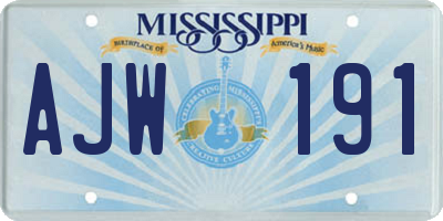 MS license plate AJW191