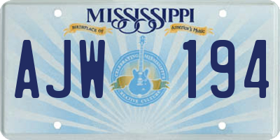MS license plate AJW194
