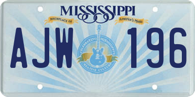 MS license plate AJW196
