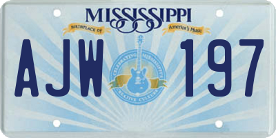 MS license plate AJW197