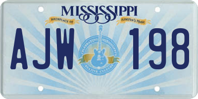 MS license plate AJW198