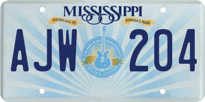 MS license plate AJW204