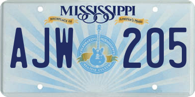 MS license plate AJW205