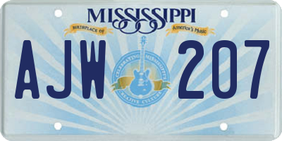 MS license plate AJW207