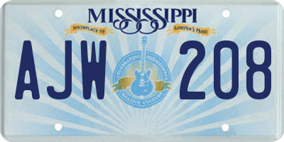 MS license plate AJW208