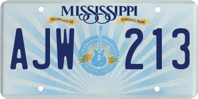 MS license plate AJW213