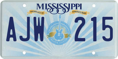 MS license plate AJW215