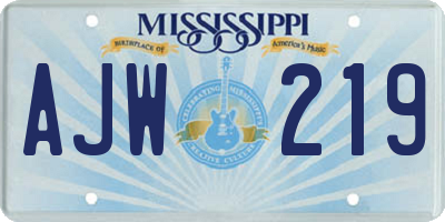 MS license plate AJW219