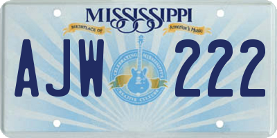 MS license plate AJW222