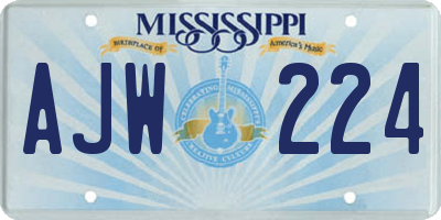 MS license plate AJW224