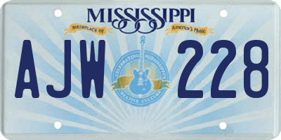 MS license plate AJW228