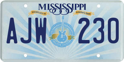 MS license plate AJW230