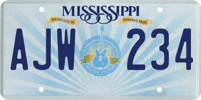 MS license plate AJW234