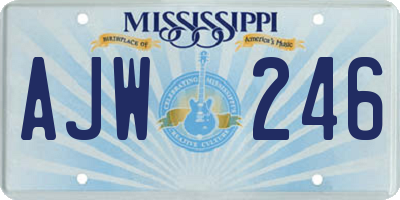 MS license plate AJW246