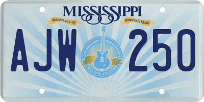 MS license plate AJW250