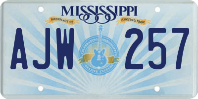 MS license plate AJW257