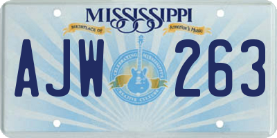 MS license plate AJW263