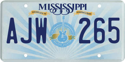 MS license plate AJW265