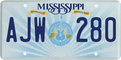 MS license plate AJW280