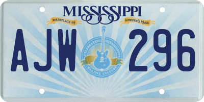 MS license plate AJW296