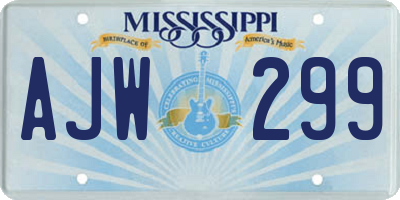 MS license plate AJW299