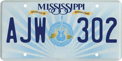 MS license plate AJW302