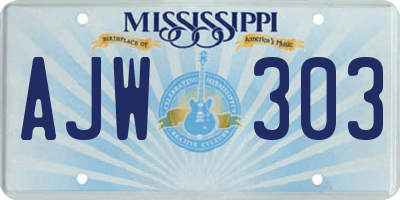 MS license plate AJW303