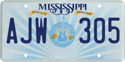 MS license plate AJW305