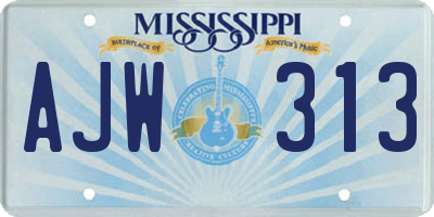 MS license plate AJW313
