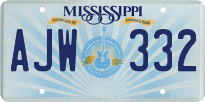 MS license plate AJW332