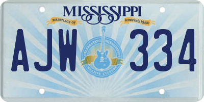 MS license plate AJW334