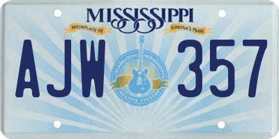 MS license plate AJW357