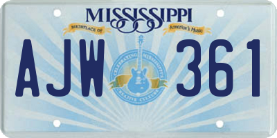 MS license plate AJW361