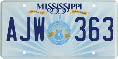 MS license plate AJW363