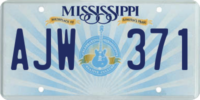 MS license plate AJW371