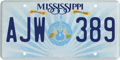 MS license plate AJW389
