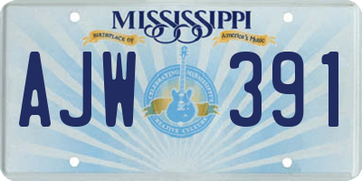 MS license plate AJW391