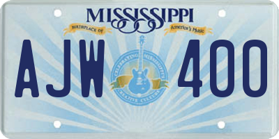 MS license plate AJW400