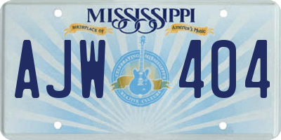 MS license plate AJW404