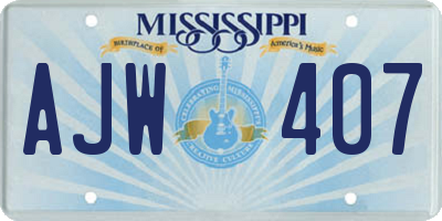 MS license plate AJW407