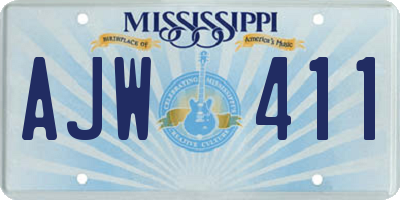 MS license plate AJW411