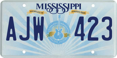 MS license plate AJW423