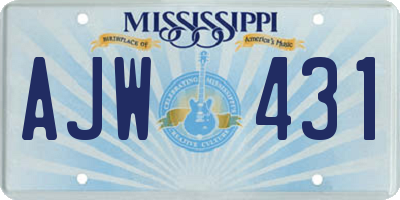 MS license plate AJW431