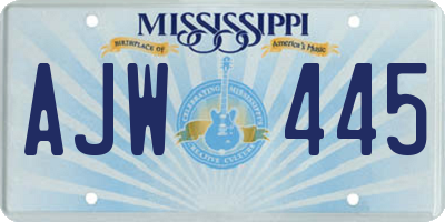 MS license plate AJW445