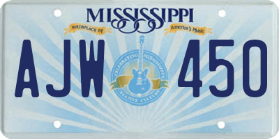 MS license plate AJW450